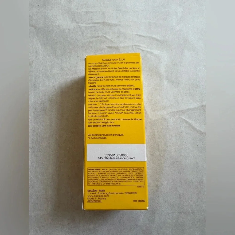 Decleor Life Radiance Flash Mask With Saro Brightens Skin 1.69oz /50ml NIB